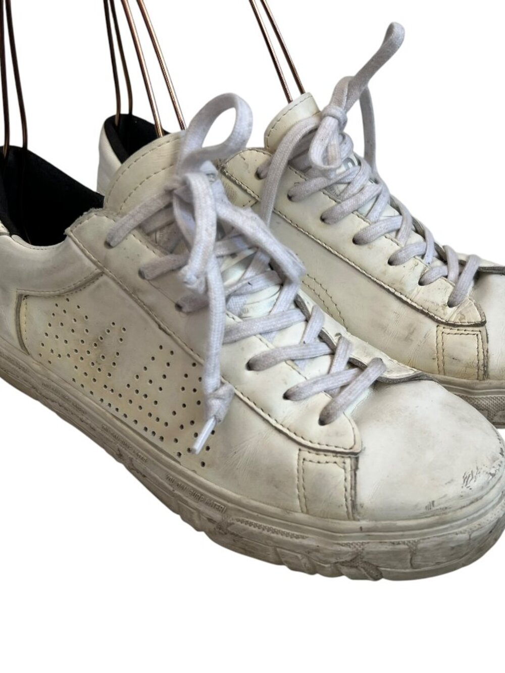 P448 sneakers white leather low top perforated logo EU 37 US 7 womens lace up